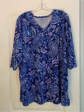 Woman Within Blue Paisley V-Neck Tunic